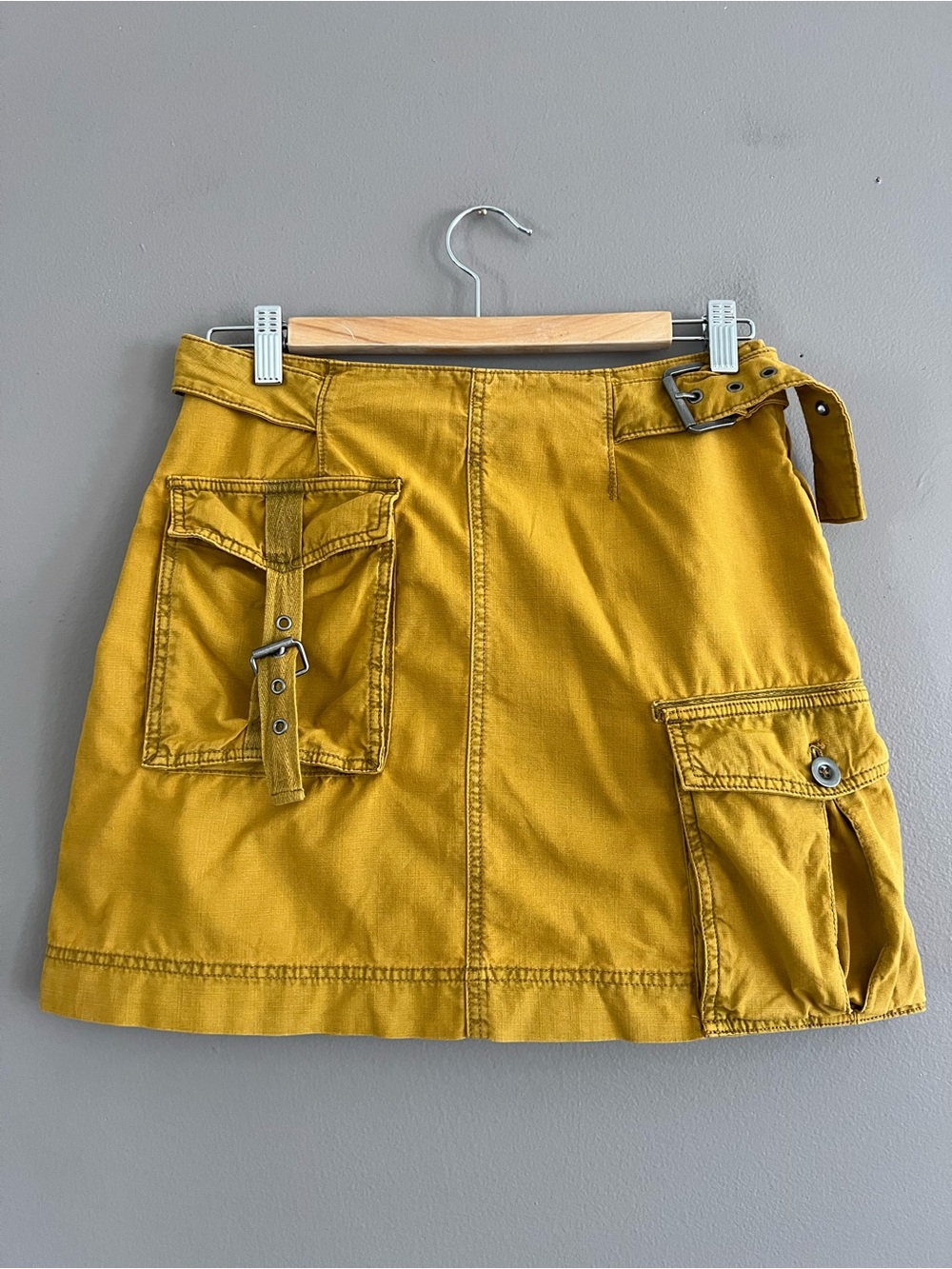 Free People Erika Utility Cargo Mini Skirt size 4 Canteen Green Y2K Cotton - Picture 2 of 12